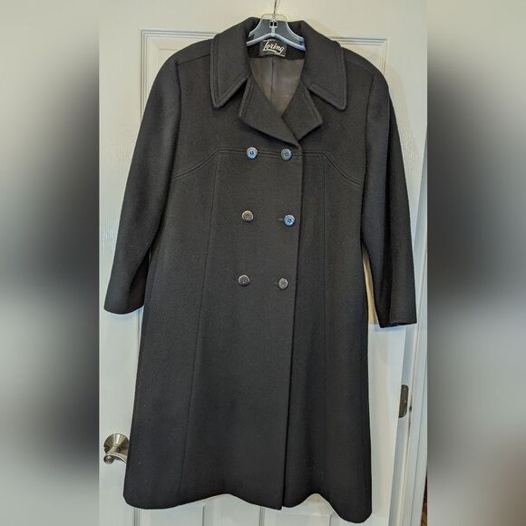 Jackets & Blazers - Fortsmann by Loring Black wool double breasted jacket full length coat size M